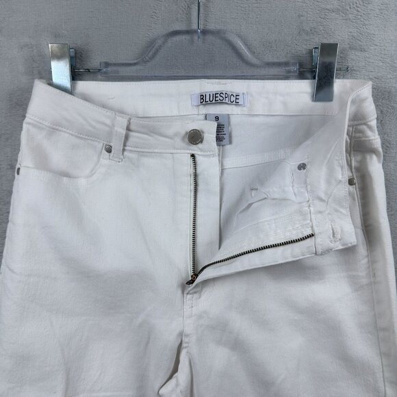 Bluespice Cargo Jeans Bootcut Leg Womens Size 9 Mid Rise White Denim Stretch - Picture 4 of 11